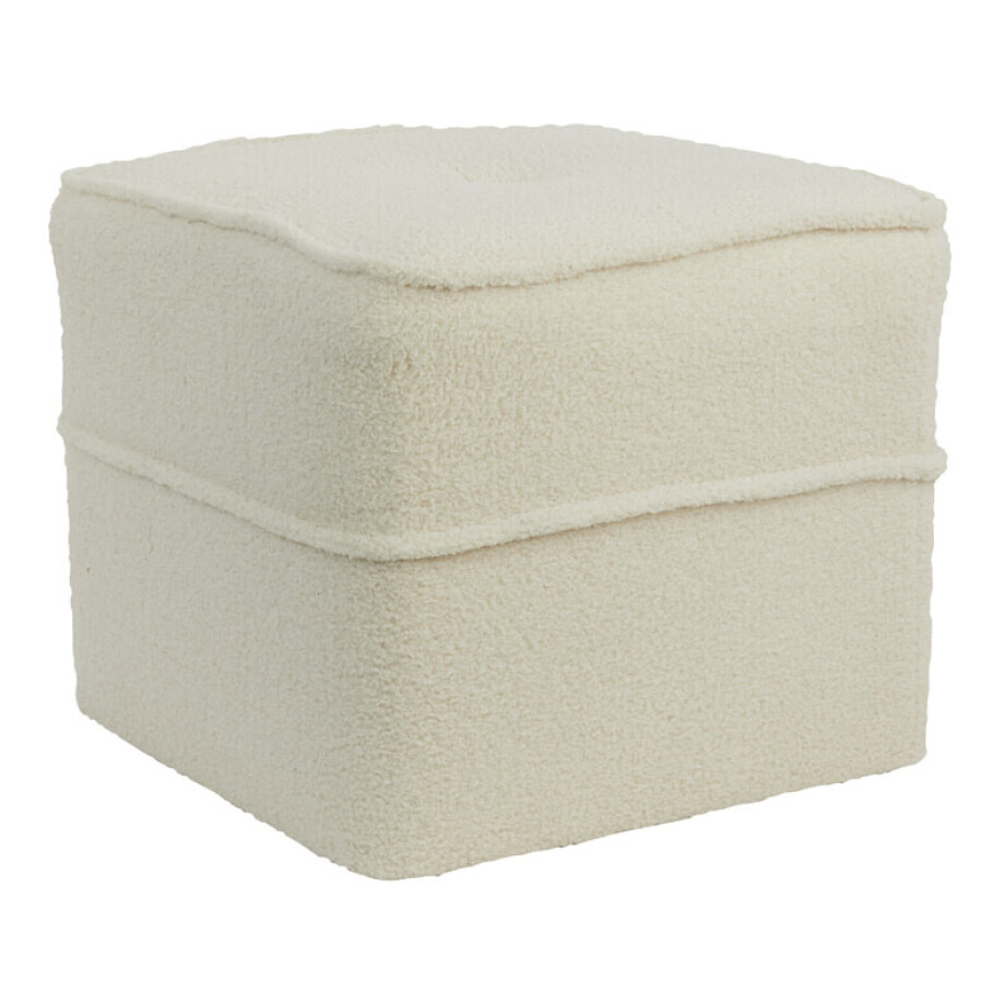 Light & Living Poef 'Kiki' Teddy, kleur Wit Light & Living Poef 'Kiki' Teddy, kleur Wit afbeelding 1