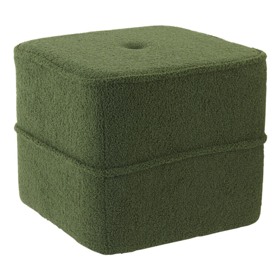 Light & Living Poef 'Kiki' Teddy, kleur Olijfgroen Light & Living Poef 'Kiki' Teddy, kleur Olijfgroen afbeelding 1