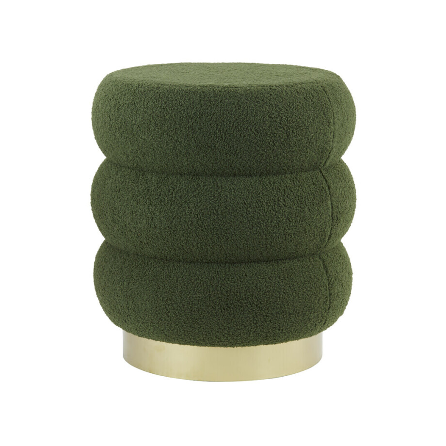 Light & Living Poef 'Kimi' Teddy, kleur Olijfgroen afbeelding 1