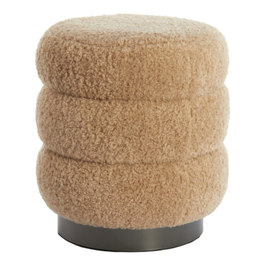 Light & Living Poef 'Jobbi' Teddy, kleur Beige afbeelding 1