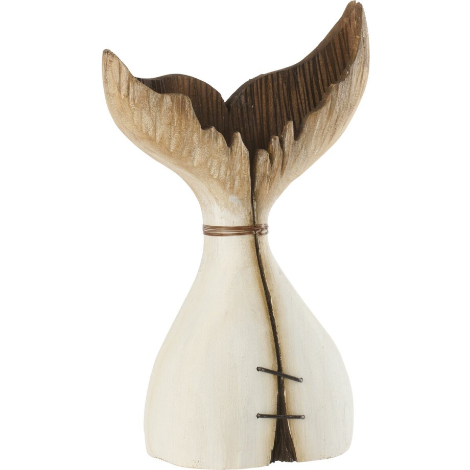 J-Line decoratie Walvis Staart - hout - naturel/wit - large afbeelding 1