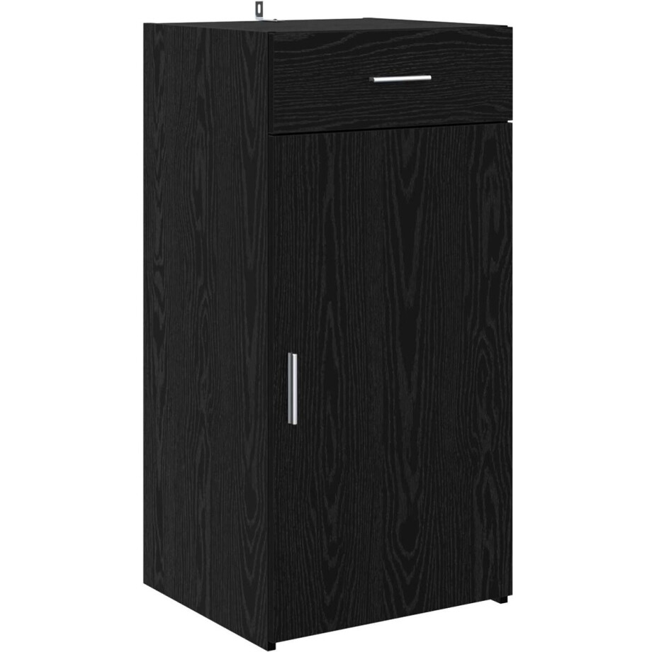 vidaXL - Dressoir - Zwart - eiken - 45 - x - 42,5 - x - 93 - cm - Bewerkt - hout afbeelding 1