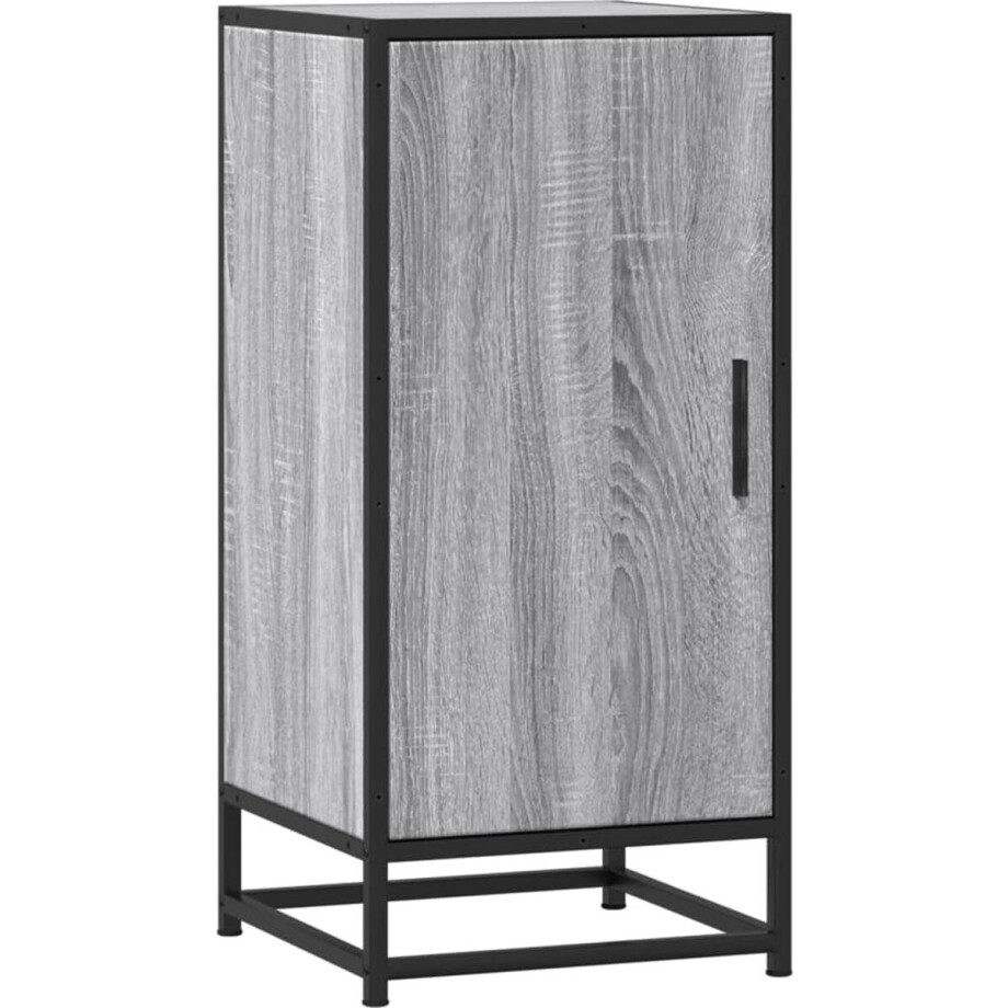 vidaXL - Dressoir - 35,5x35x76 - cm - bewerkt - hout - en - metaal - grijs - sonoma afbeelding 1