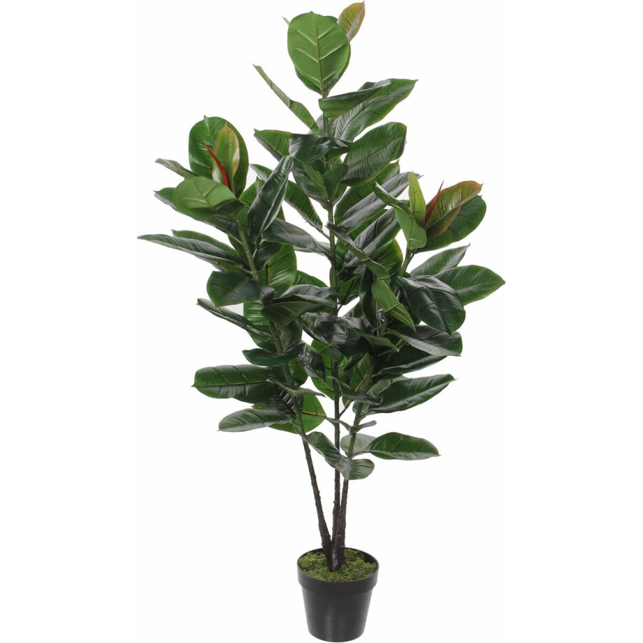 Mica Decorations Rubberplant Kunstplant - H120 x Ø60 cm - Groen afbeelding 1