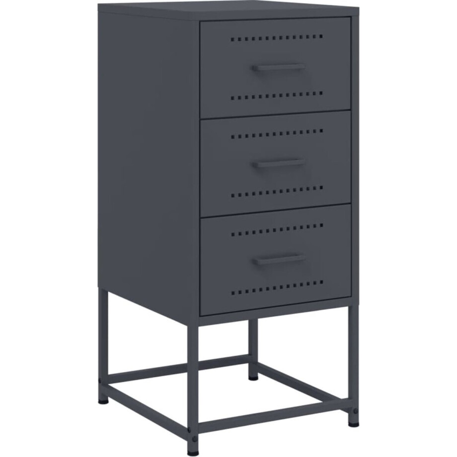 vidaXL - Nachtkastje - 36x39x78 - cm - staal - antracietkleurig afbeelding 1
