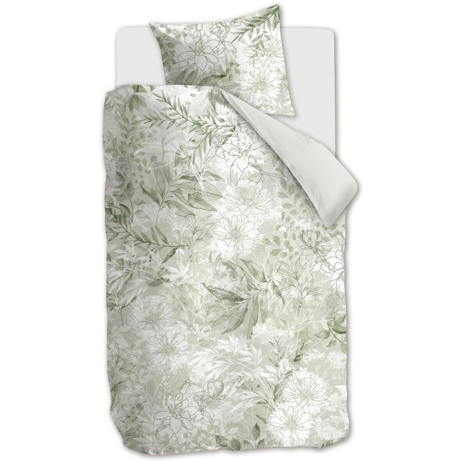 Rivièra Maison - Lilium dekbedovertrek - Eenpersoons - 140x200/220 cm - Grijsgroen Rivièra Maison - Lilium dekbedovertrek - Eenpersoons - 140x200/220 cm - Grijsgroen afbeelding 1