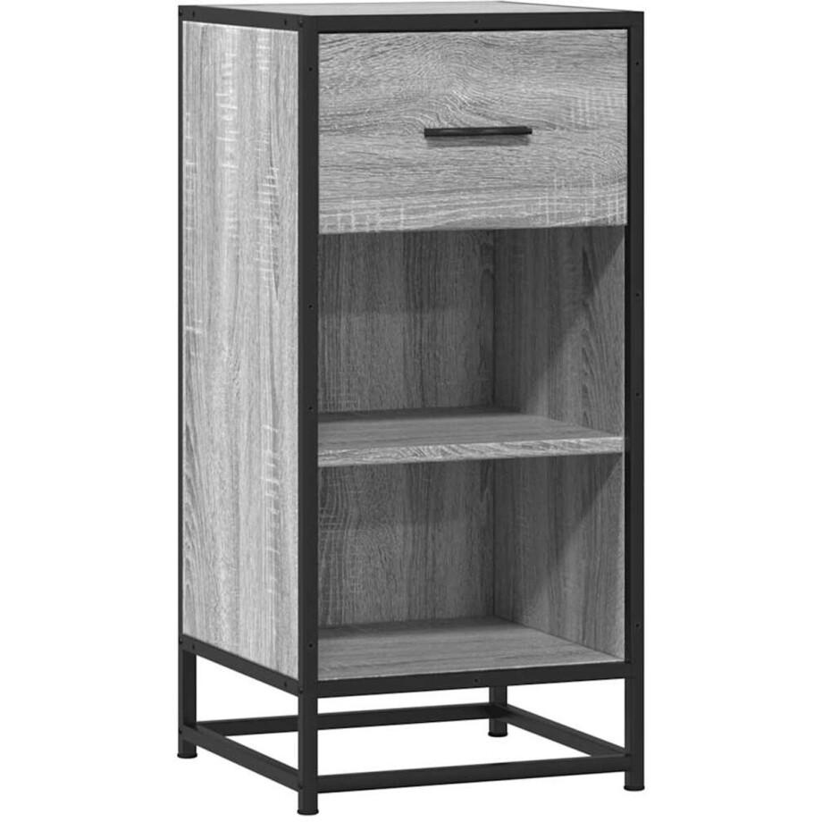 vidaXL Kast - Dressoir - Dressoir 35,5x35x76 cm bewerkt hout en metaal grijs sonoma - Opbergruimte - Grijze Kleur - Houten Design vidaXL Kast - Dressoir - Dressoir 35,5x35x76 cm bewerkt hout en metaal grijs sonoma - Opbergruimte - Grijze Kleur - Houten Design afbeelding 1