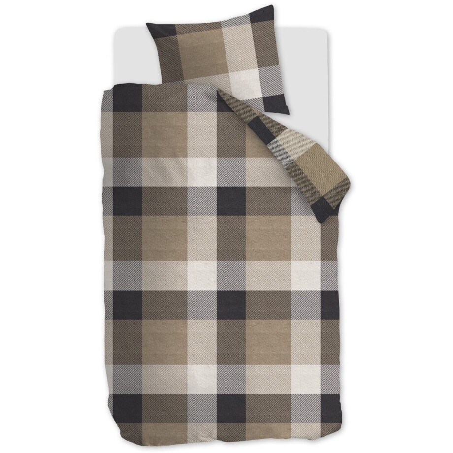 Beddinghouse Dekbedovertrek Flanel Dario Taupe 1 persoons Beddinghouse Dekbedovertrek Flanel Dario Taupe 1 persoons afbeelding 1