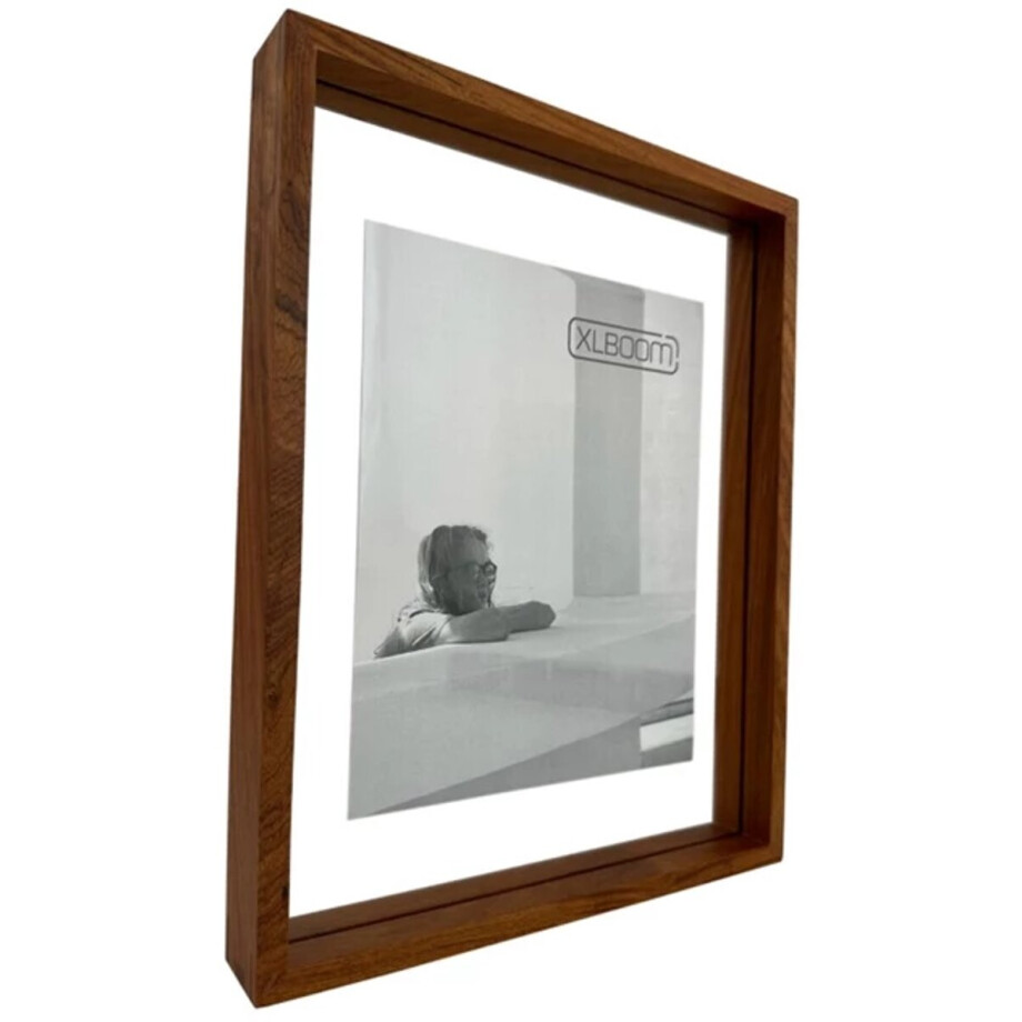 XLBoom Floating Box Fotolijst Cheukwood 26x35,5cm - Zwevend houten frame met glas - Verkrijgbaar in wit, donkerbruin en zwart - Tijdloze design fotolijst voor modern wonen afbeelding 1