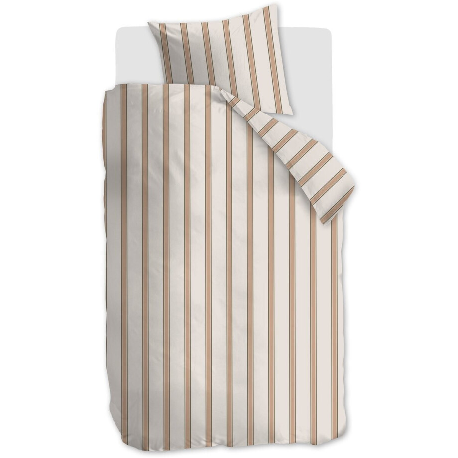 Vtwonen Fun Stripe dekbedovertrek - Eenpersoons - 140 x 220 cm - Naturel afbeelding 1