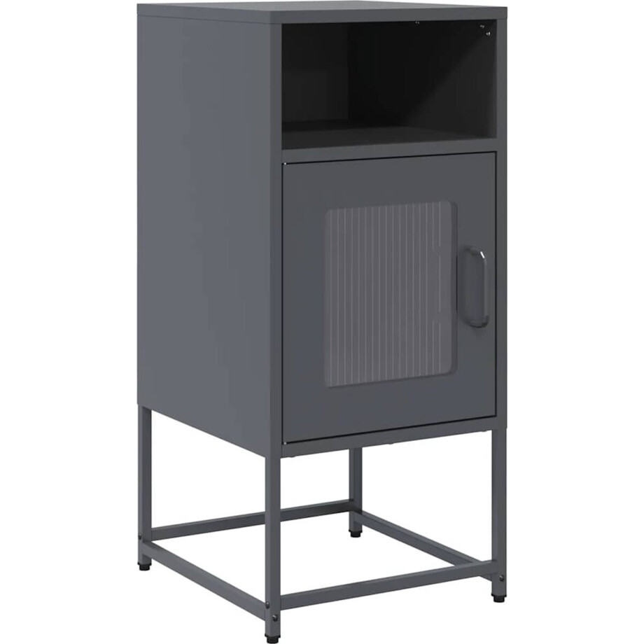 vidaXL - Nachtkastje - 36x39x78 - cm - koudgewalst - staal - antracietkleurig afbeelding 1