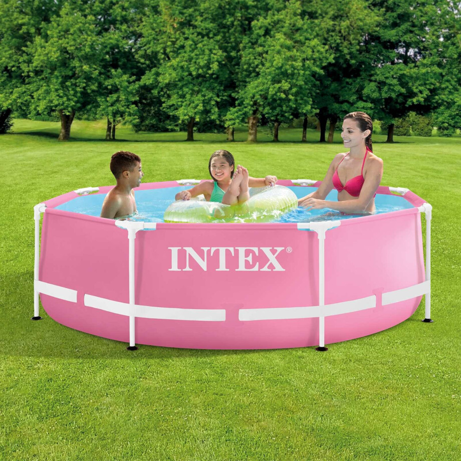 INTEX Bovengronds zwembad met metalen frame Roze 244 x 76 cm PVC afbeelding 1