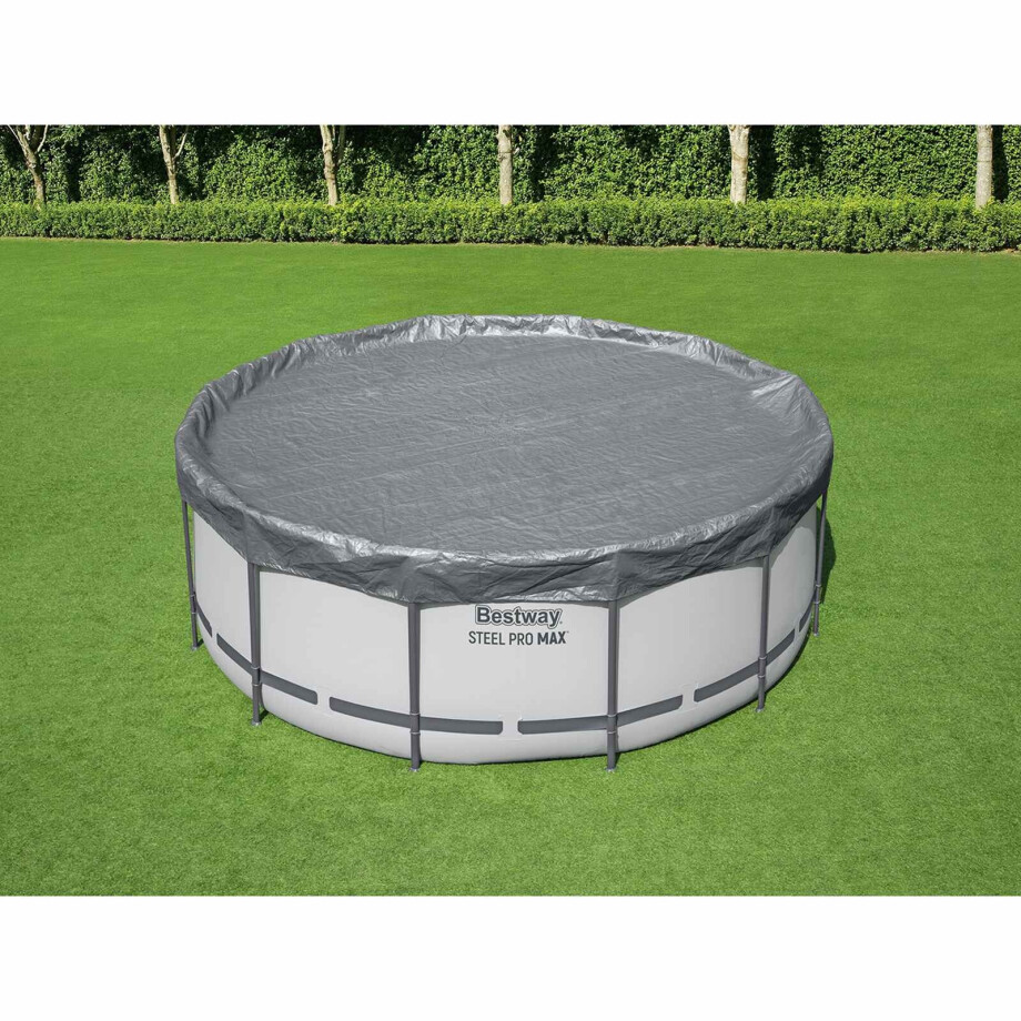 Bestway Zwembadcover Ø4,88 m Rond Polyester Grijs afbeelding 1