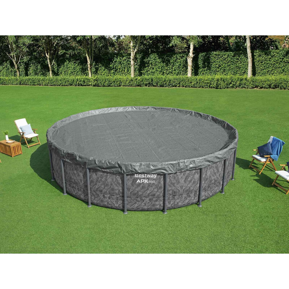 Bestway Zwembadcover Ø4,27 m Rond Polyester Grijs afbeelding 1