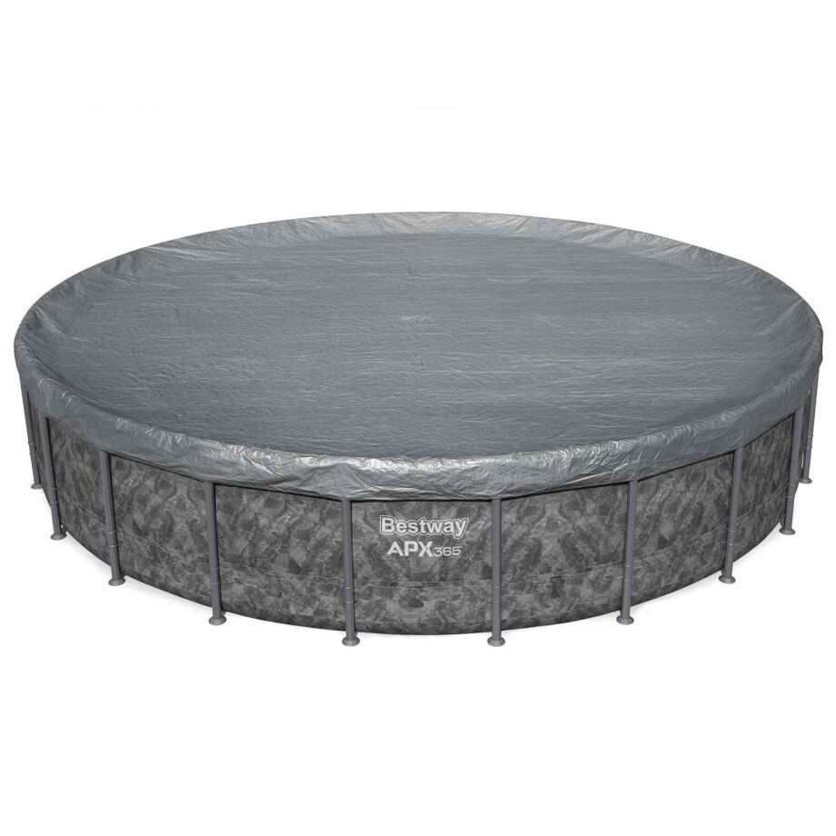 Bestway Zwembadcover Ø6,10 m Rond Polyester Grijs afbeelding 1