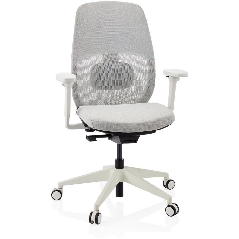 Ergonomische bureaustoel Skandis zonder hoofdsteun grijs / wit frame hjh OFFICE Ergonomische bureaustoel Skandis zonder hoofdsteun grijs / wit frame hjh OFFICE afbeelding 1
