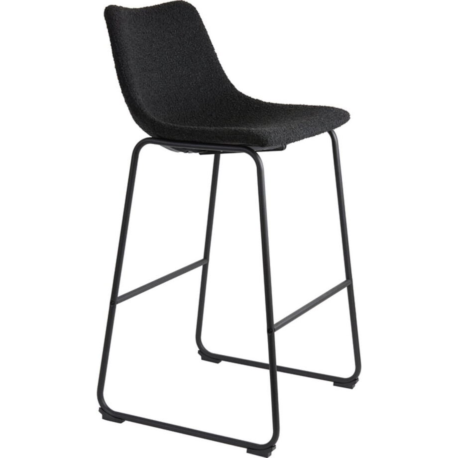 Light & Living Barkruk 'Jeddo' Bouclé, kleur Zwart (zithoogte 72cm) afbeelding 1