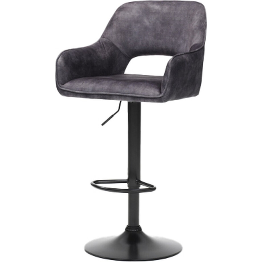 Barkruk Céline Antraciet - Velours - Set van 2 - Geschikt voor kookeiland - Ja - In hoogte verstelbaar - Zithoogte 62 - 83 cm - Zitdiepte 47 cm - Met armleuning Barkruk Céline Antraciet - Velours - Set van 2 - Geschikt voor kookeiland - Ja - In hoogte verstelbaar - Zithoogte 62 - 83 cm - Zitdiepte 47 cm - Met armleuning afbeelding 1