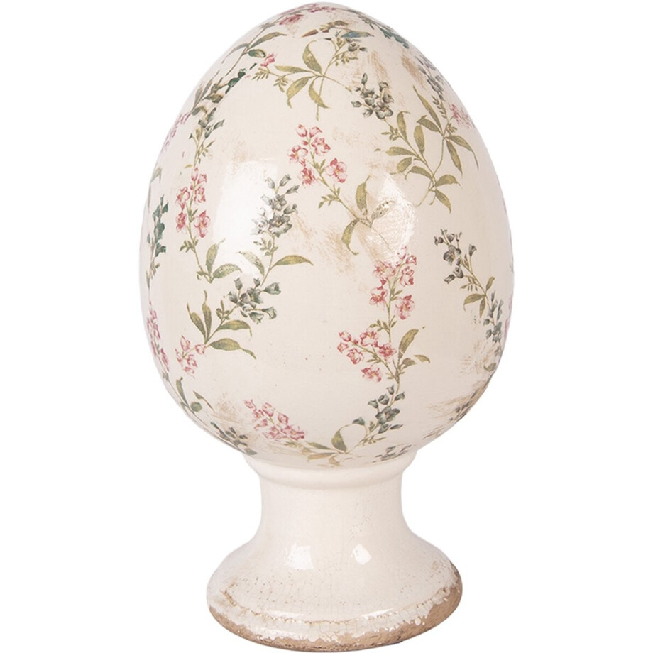 Clayre & Eef Decoratie Beeld Ei Ø 17x28 cm Beige Keramiek afbeelding 1