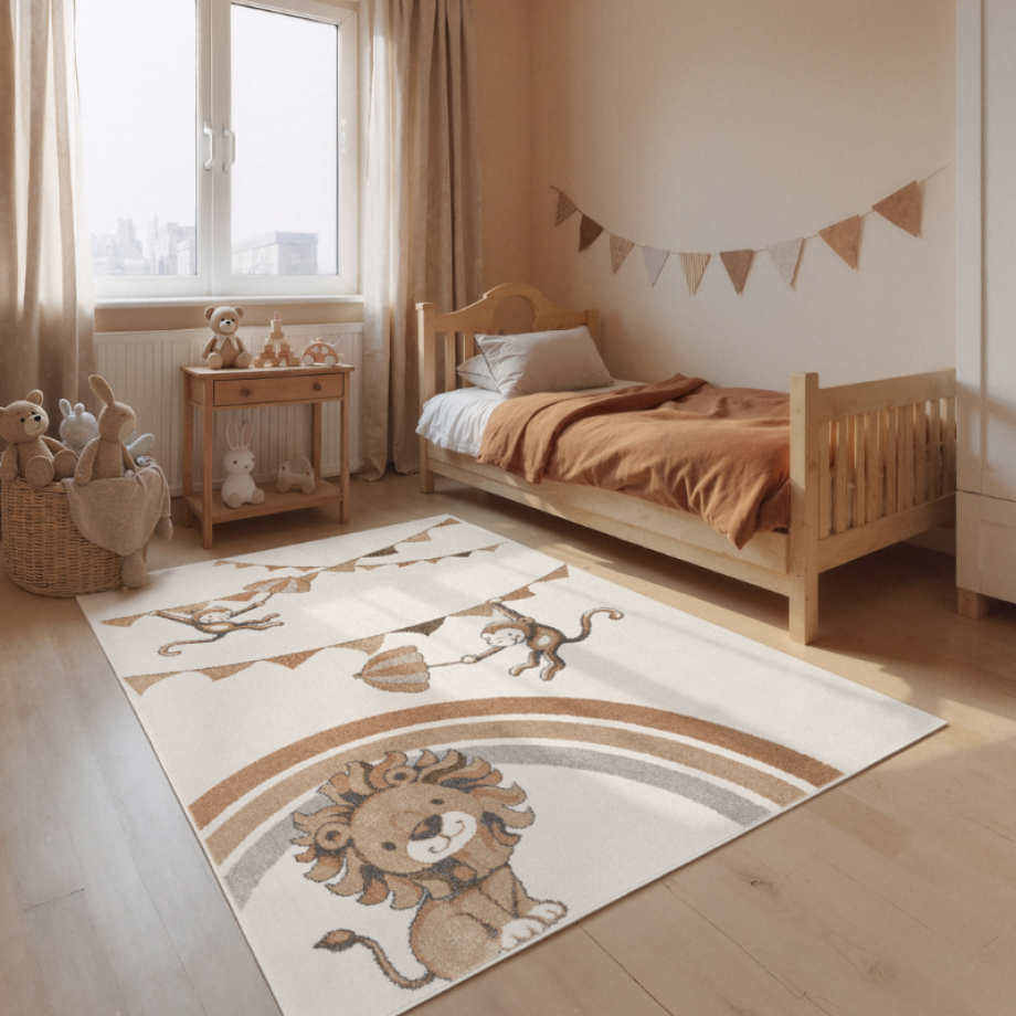 Vloerkleed Kids Monkey Party 170x120cm - Polypropyleen - Dekbed-Discounter.nl afbeelding 1