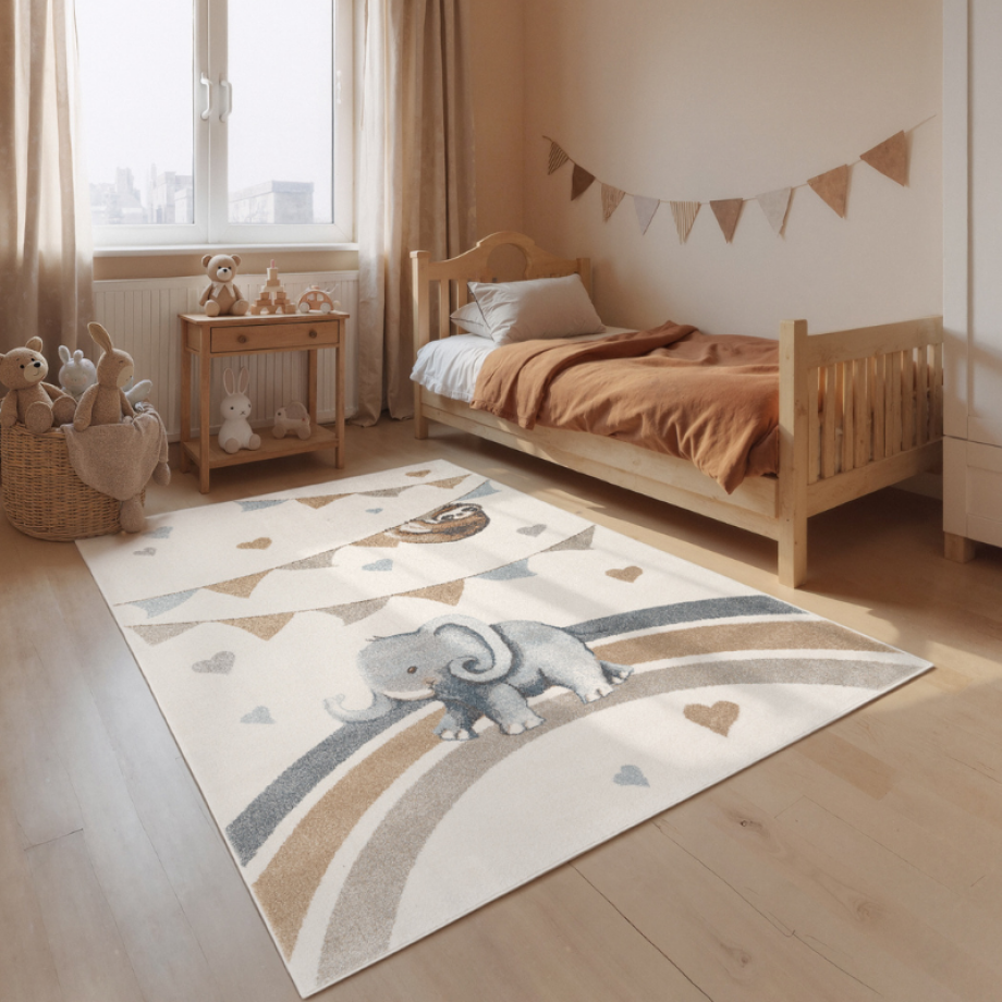 Vloerkleed Kids Elephant Party 230x160cm - Polypropyleen - Dekbed-Discounter.nl afbeelding 1