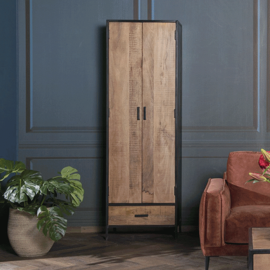 LivingFurn Opbergkast 'Sturdy' kleur Naturel, 200 x 65cm afbeelding 