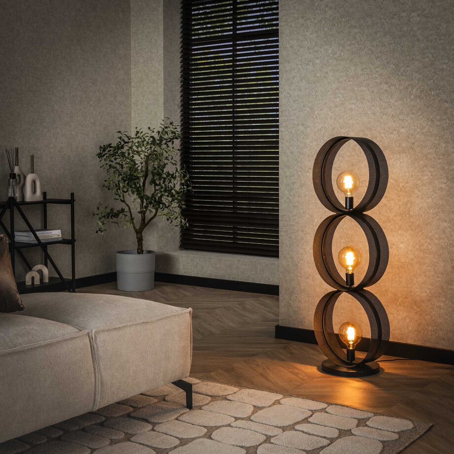 LifestyleFurn Vloerlamp 'Dalvin' Charcoal finish, 3-lamps afbeelding 1