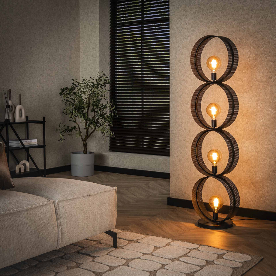 LifestyleFurn Vloerlamp 'Dalvin' Charcoal finish, 4-lamps afbeelding 1