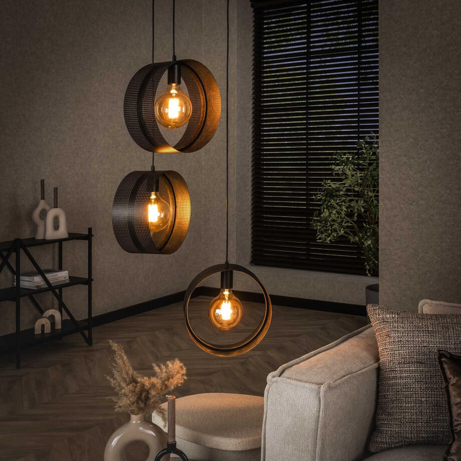 LifestyleFurn Hanglamp 'Dalvin' Charcoal finish, 3-lamps afbeelding 1