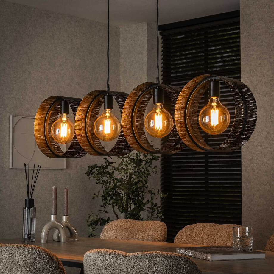 LifestyleFurn Hanglamp 'Dalvin' Charcoal finish, 4-lamps afbeelding 1