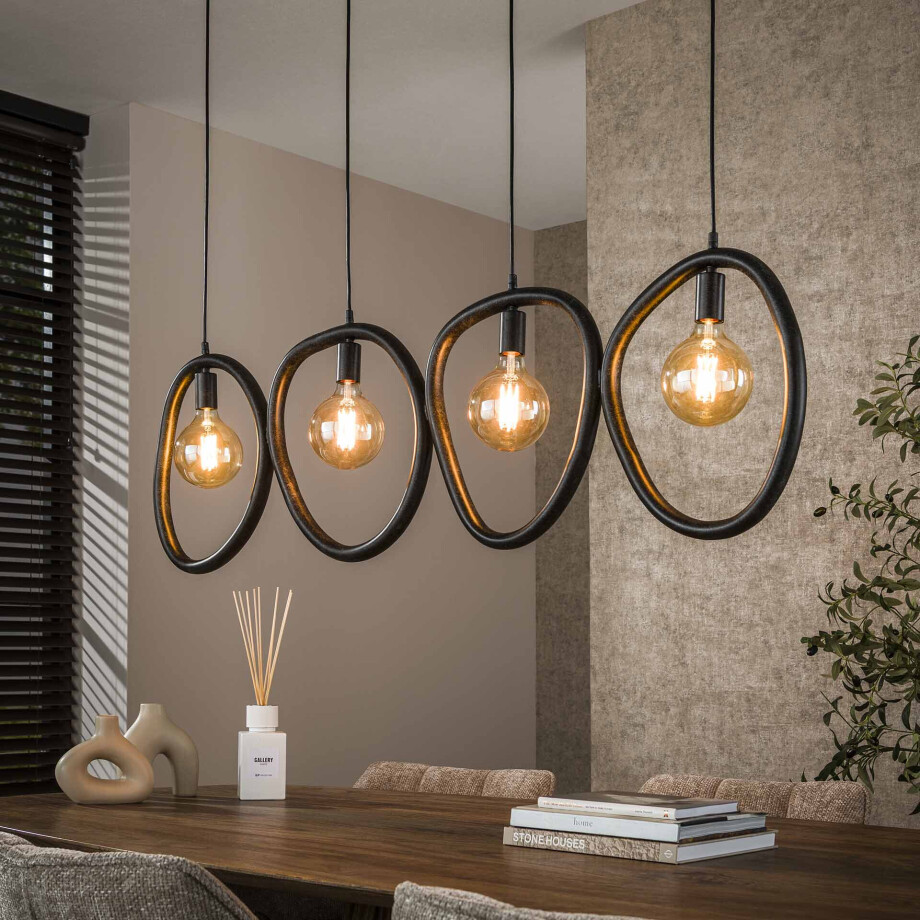 LifestyleFurn Organische Hanglamp 'Joelle' 4-lamps, Artic Black finish afbeelding 1
