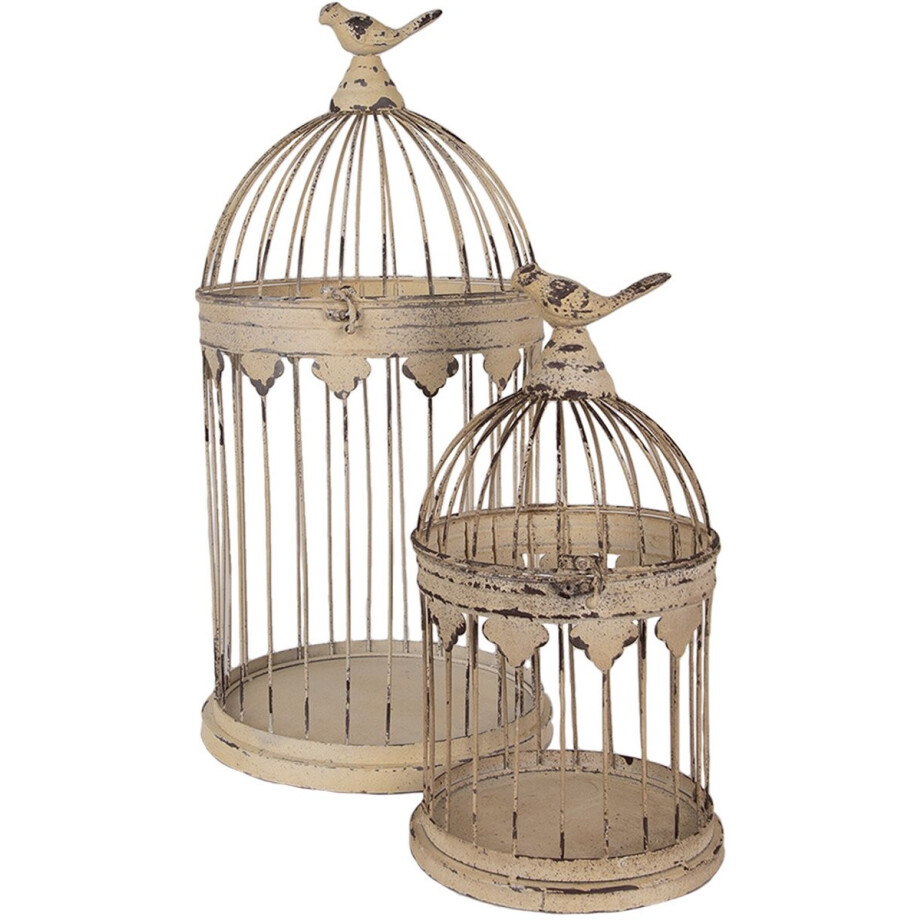Clayre & Eef Vogelkooi Decoratie Set van 2 Bruin Metaal Clayre & Eef Vogelkooi Decoratie Set van 2 Bruin Metaal afbeelding 1