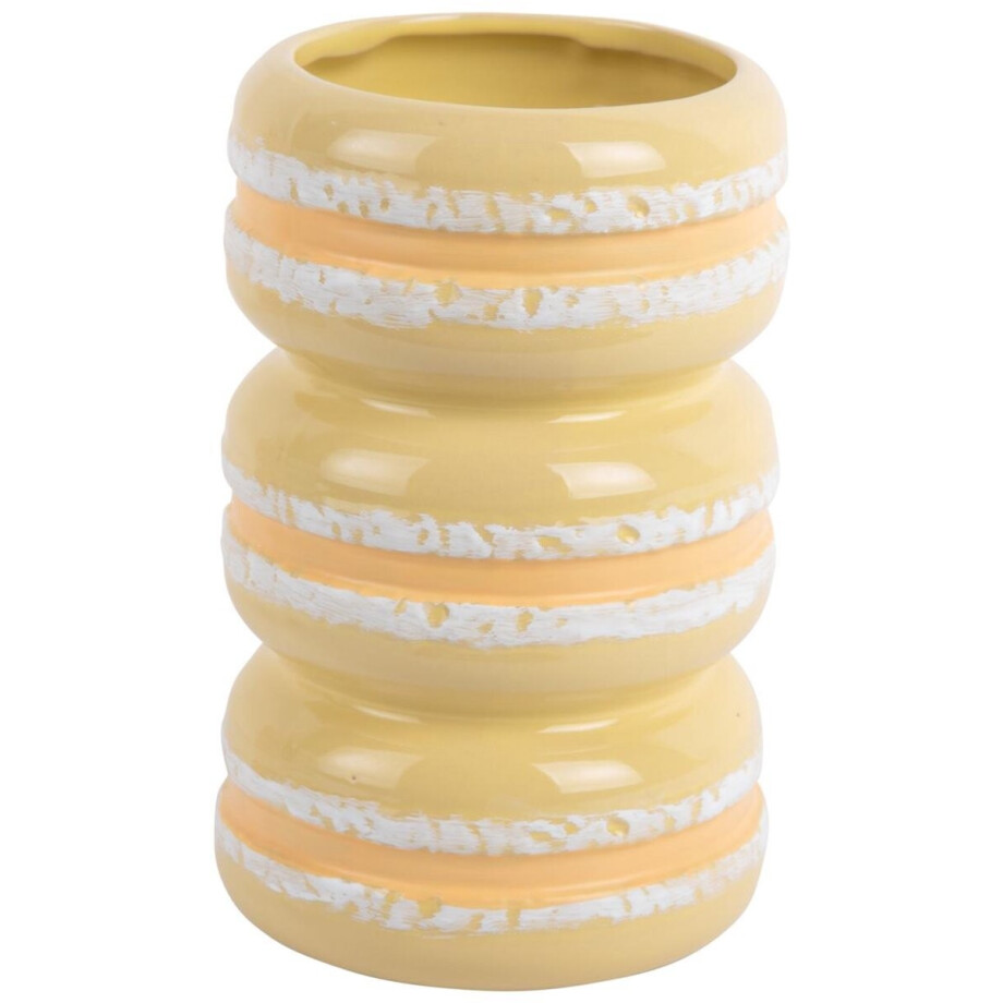 Present Time Vaas Macaron - Zachtgeel - 9.3x9.3x19.5cm - Keramiek - Scandinavisch - Bloemenvaas - Woondecoratie - Decoratieve vaas voor woonkamer of slaapkamer - Kerstcadeau - Cadeau voor hem - Cadeau voor haar - Kerstdecoratie afbeelding 1