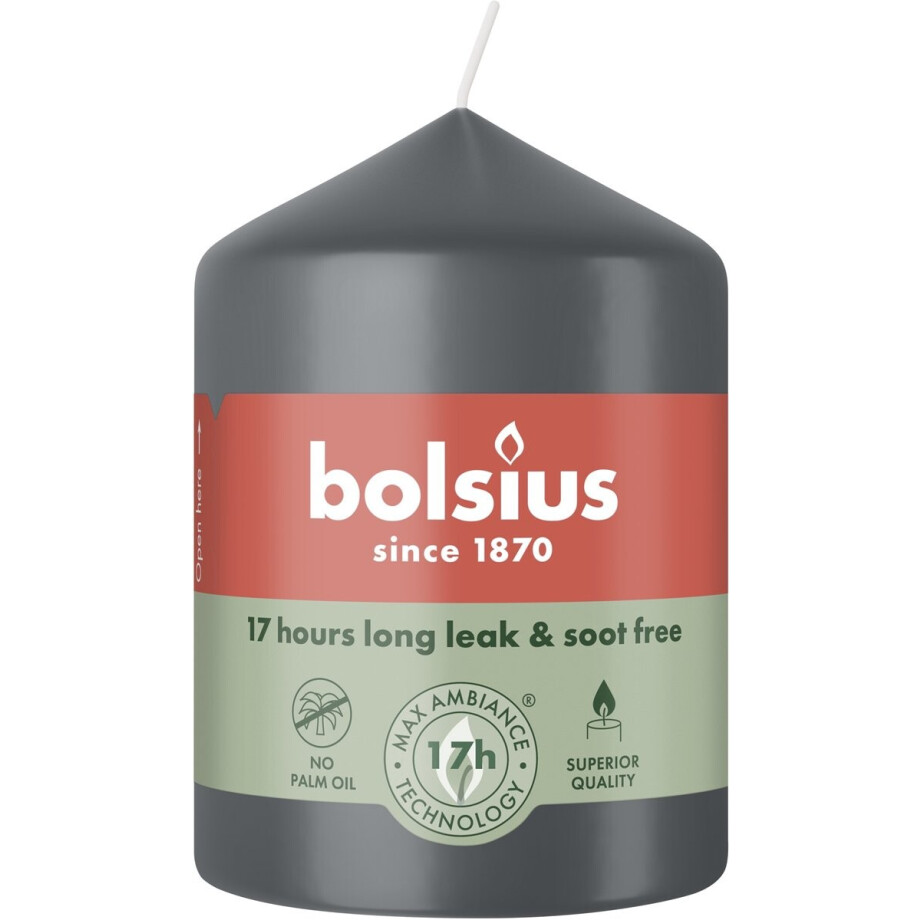 Bolsius Stompkaars 80/58 Stormy Grey (1 stuk) Bolsius Stompkaars 80/58 Stormy Grey (1 stuk) afbeelding 1