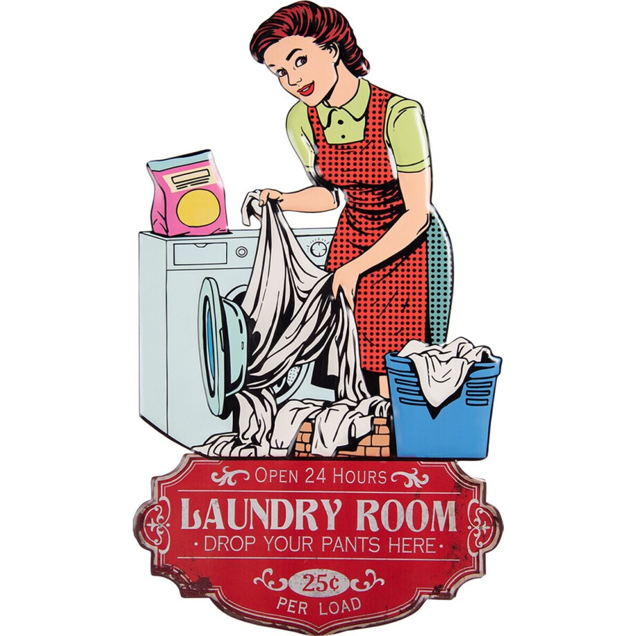 Clayre & Eef Wanddecoratie 40x70 cm Rood Groen IJzer afbeelding 1