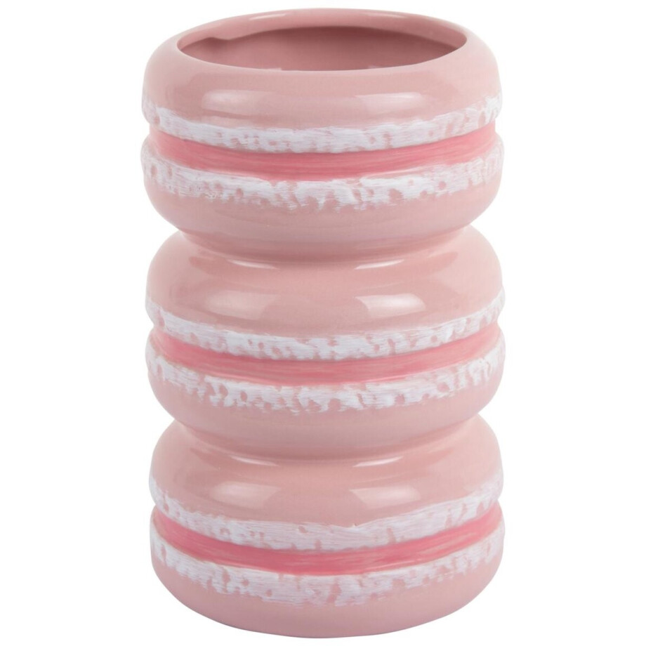 Present Time Vaas Macaron - Zachtroze - 9.3x9.3x19.5cm - Keramiek - Scandinavisch - Bloemenvaas - Woondecoratie - Decoratieve vaas voor woonkamer of slaapkamer afbeelding 1