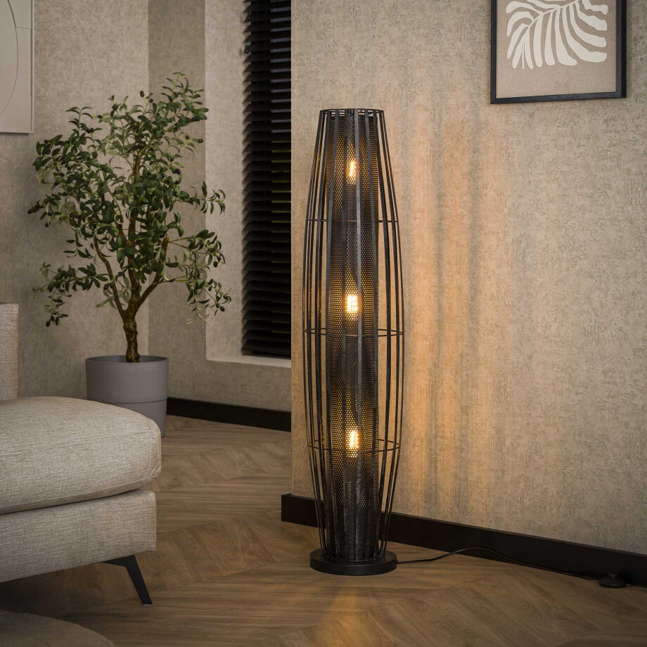 LifestyleFurn Vloerlamp 'Roxann' 3-lamps, kleur Charcoal afbeelding 1