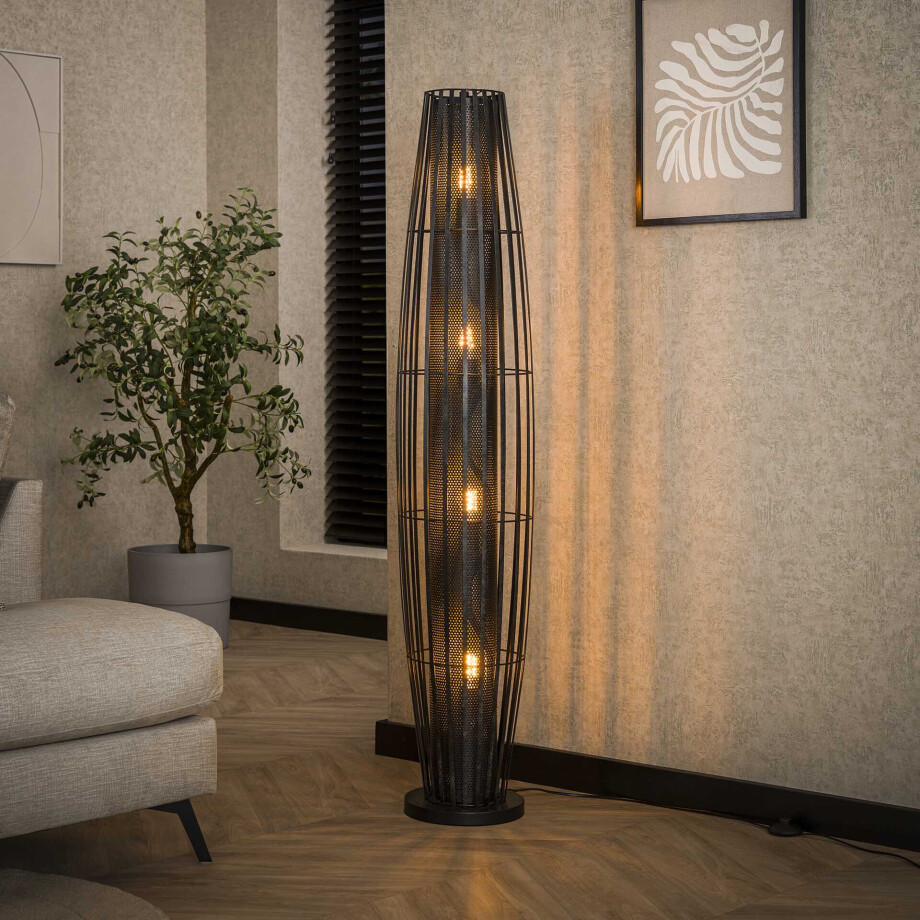 LifestyleFurn Vloerlamp 'Roxann' 4-lamps, kleur Charcoal afbeelding 1