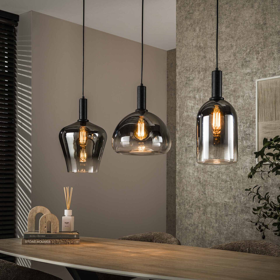 LifestyleFurn Hanglamp 'Cortne' 3-lamps, Artic Black finish afbeelding 1