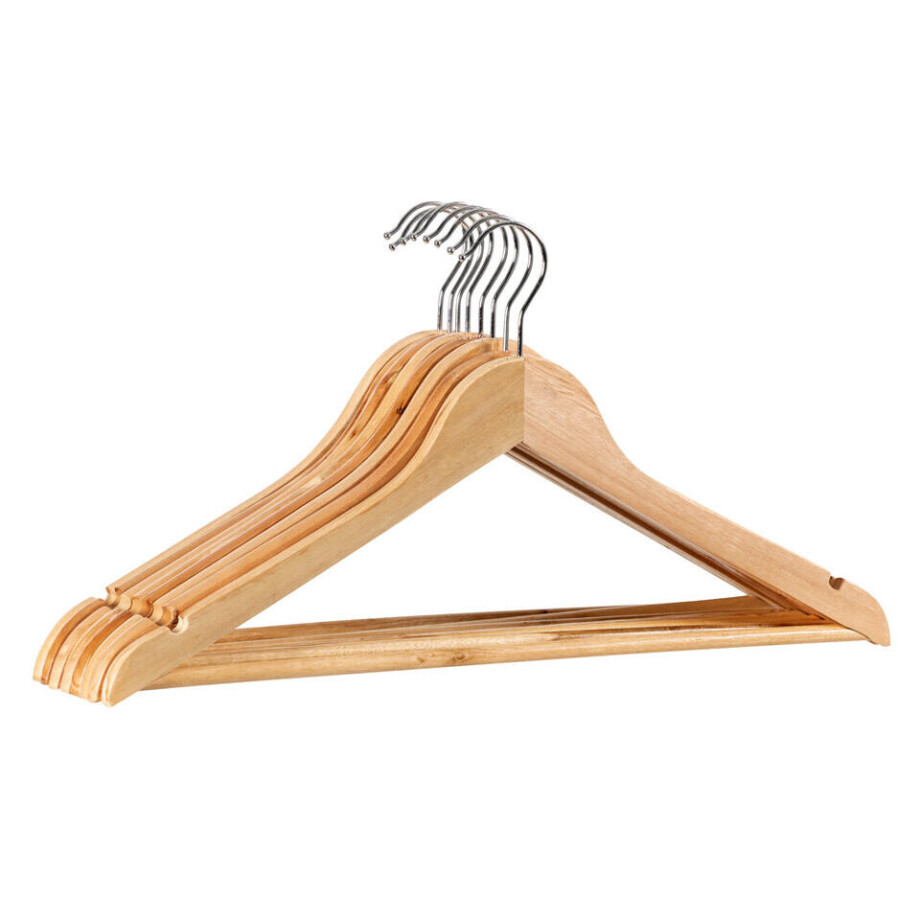 Leen Bakker - Kledinghangers Naturel - 8 Stuks - Hout - Beige - 10.3x45x23 Cm Leen Bakker - Kledinghangers Naturel - 8 Stuks - Hout - Beige - 10.3x45x23 Cm afbeelding 1