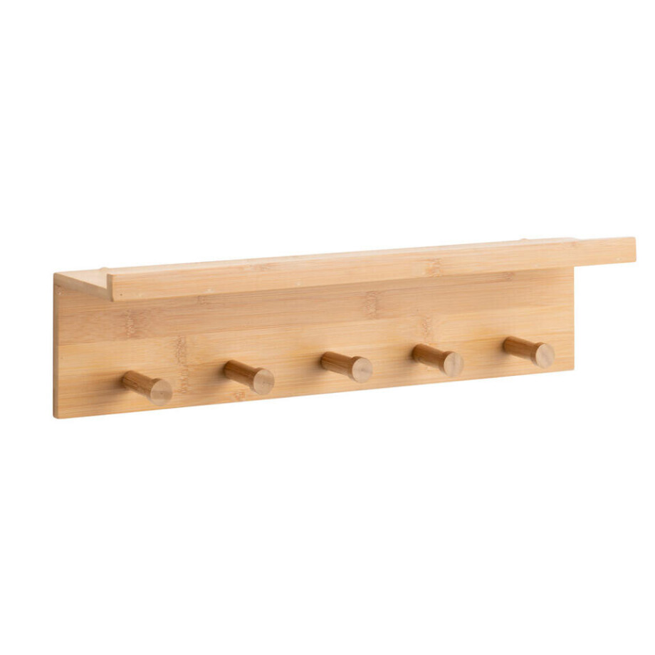 Leen Bakker - Wandkapstok Hazel - Naturel - 12x49x9,5 Cm - Bamboe - Bruin afbeelding 1