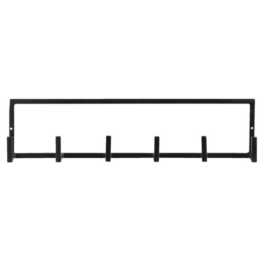 Leen Bakker - Wandhaak Aken 6 Haaks - 12x50x8 Cm - Metaal - Zwart afbeelding 1
