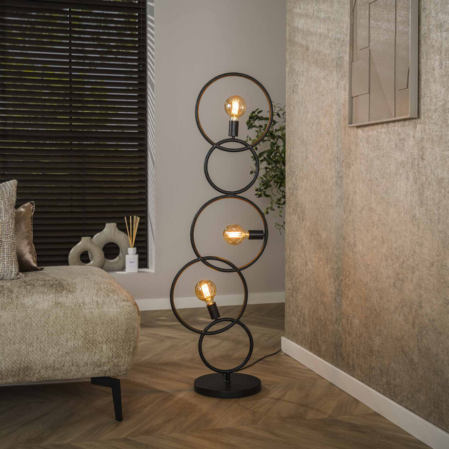 LifestyleFurn Vloerlamp 'Davion' 3-lamps, Artic Black finish afbeelding 1