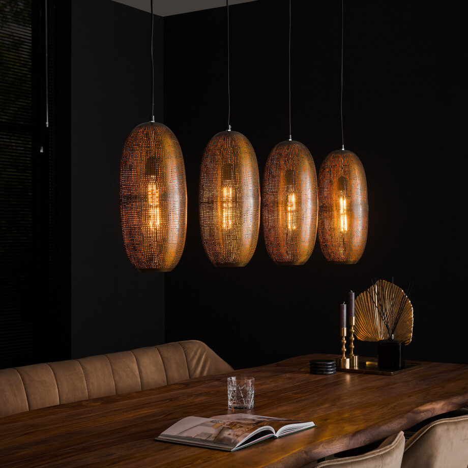 LifestyleFurn Hanglamp 'Aubre' 4-lamps, Metaal, kleur Brons Antiek LifestyleFurn Hanglamp 'Aubre' 4-lamps, Metaal, kleur Brons Antiek afbeelding 1