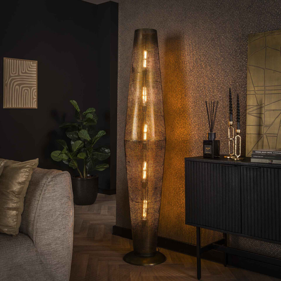 LifestyleFurn Vloerlamp 'Aubre' 180cm hoog, kleur Brons Antiek afbeelding 1