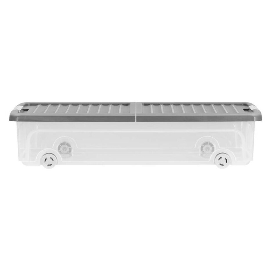 Leen Bakker - Kis W-Box Onderbedbox XL 55L - 79x58x16,5 Cm - Polypropyleen/Kunststof - Transparant#Grijs - 57x17x79 Cm afbeelding 1