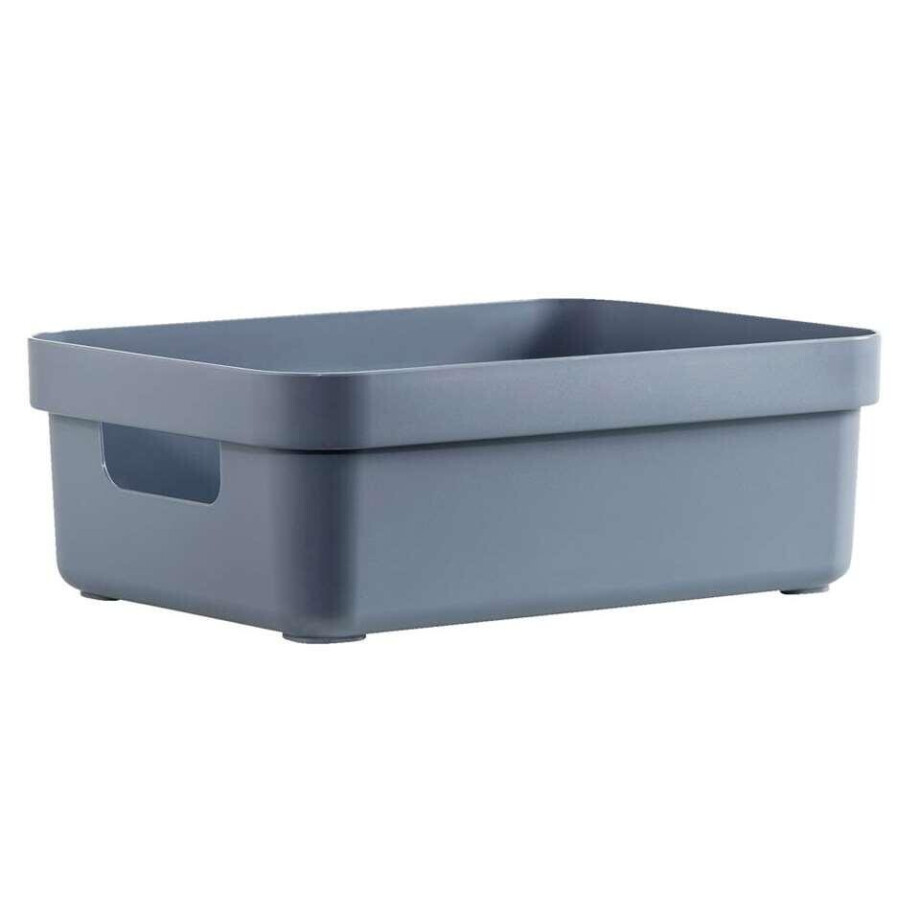 Leen Bakker - Sigma Home Box 9 Liter - Donker - 35,2x25,3x12,2 Cm - Polypropyleen/Kunststof - Blauw - 25.3x35.2x12.2 Cm afbeelding 1