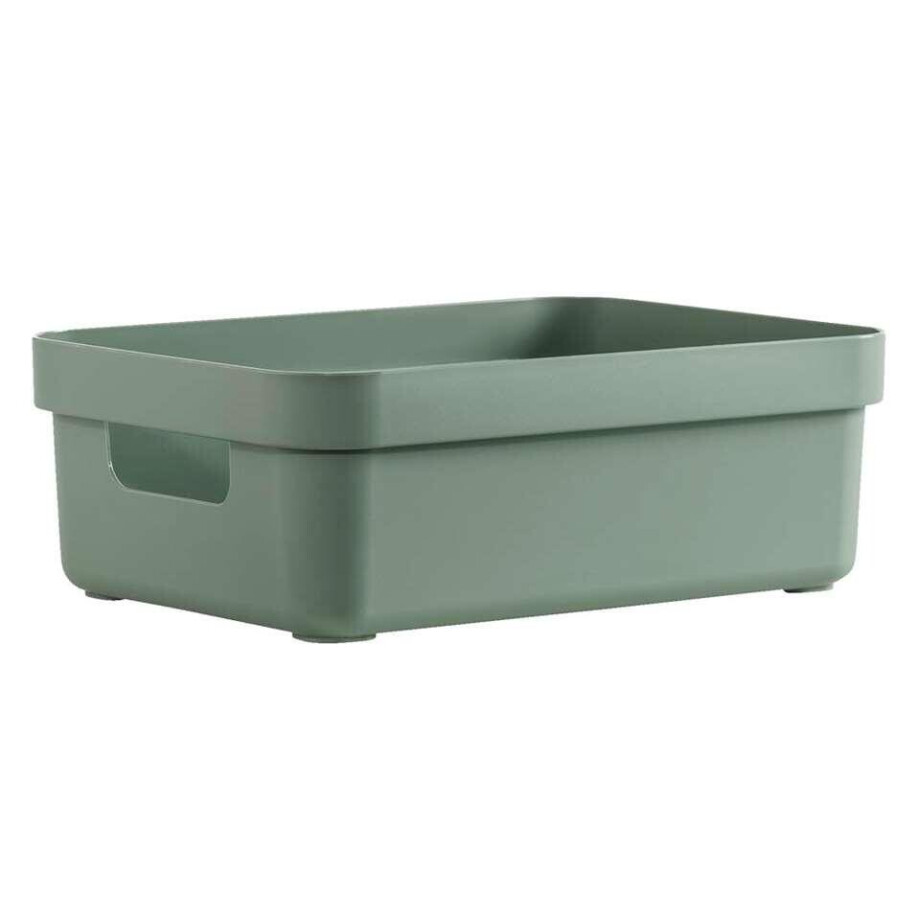 Leen Bakker - Sigma Home Box 9 Liter - Donker - 35,2x25,3x12,2 Cm - Polypropyleen/Kunststof - Groen - 25.3x35.2x12.2 Cm afbeelding 1
