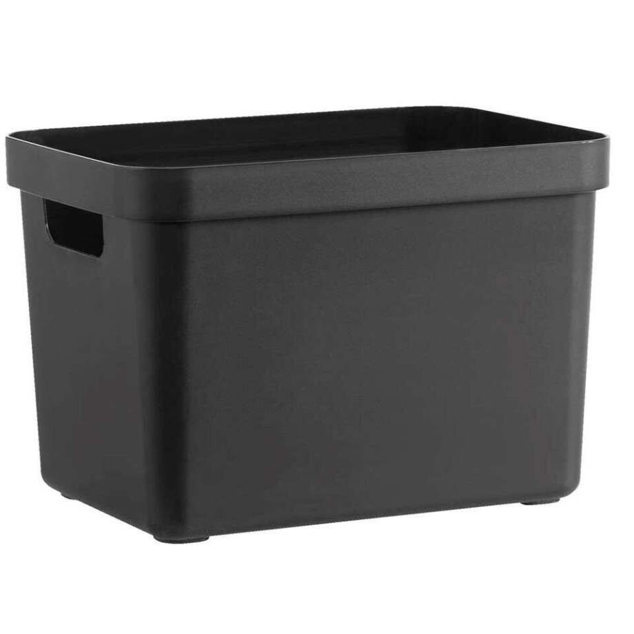 Leen Bakker - Sigma Home Box 18 Liter - 35,2x25,3x24,3 Cm - Polypropyleen/Kunststof - Zwart - 25.3x35.2x24.3 Cm afbeelding 1