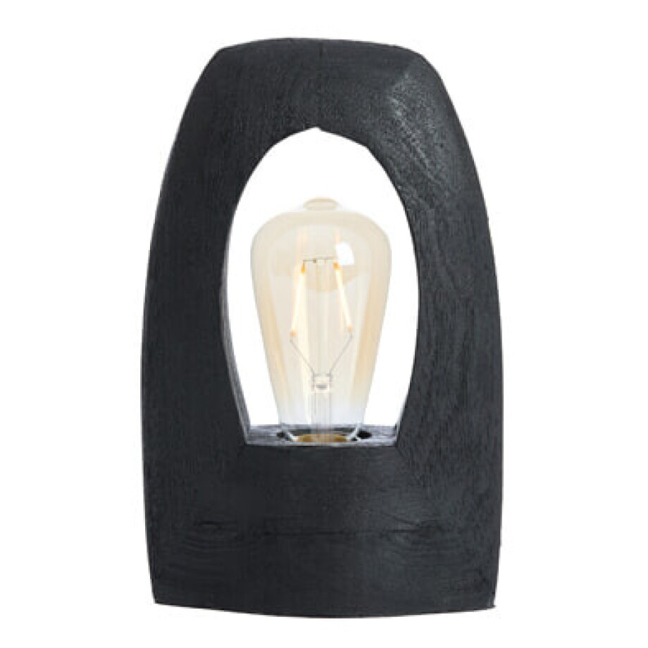 Light & Living Tafellamp 'Carini' Mangohout, 25cm, kleur Zwart afbeelding 1